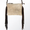 ADBG109 American Darling Hair-On Cowhide Leather Western Crossbody Bag with Fringes