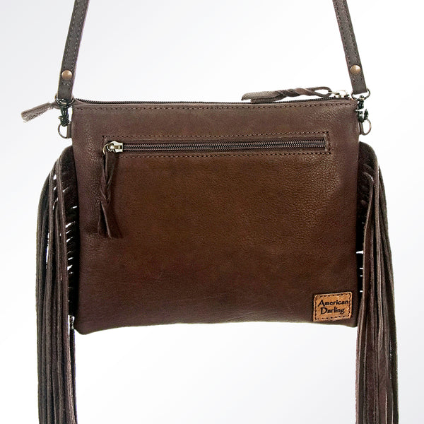 ADBG109 American Darling Hair-On Cowhide Leather Western Crossbody Bag with Fringes