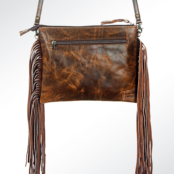 ADBG109 American Darling Hair-On Cowhide Crossbody Bag with Long Leather Fringe