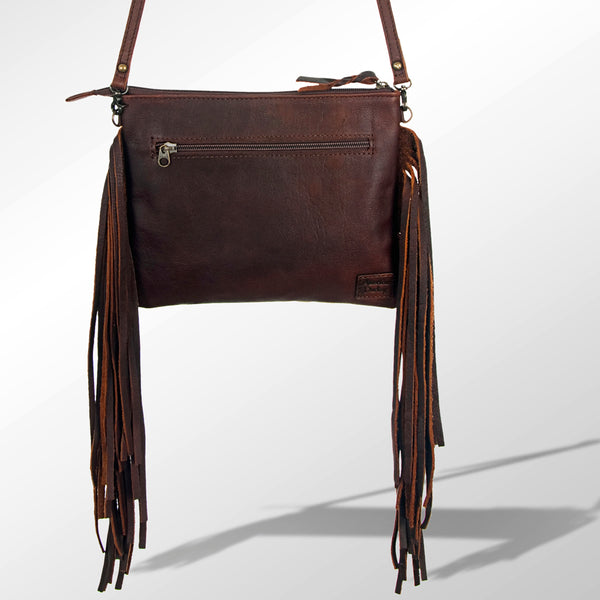 ADBG109 American Darling Hair-On Cowhide Crossbody Bag with Long Leather Fringe