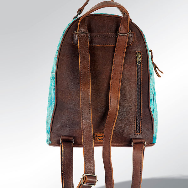 ADBGS156 Natural Cowhide Leather Backpack with Hand-Tooled Floral Pocket - Western Style