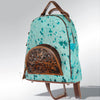 ADBGS156 Natural Cowhide Leather Backpack with Hand-Tooled Floral Pocket - Western Style
