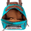 ADBGS156 Natural Cowhide Leather Backpack with Hand-Tooled Floral Pocket - Western Style