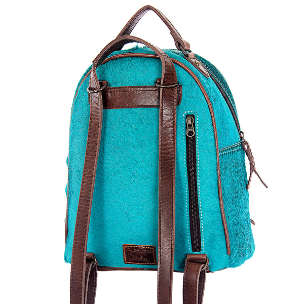ADBGS156 Natural Cowhide Leather Backpack with Hand-Tooled Floral Pocket - Western Style