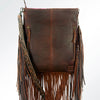 ADBGS192 Cowhide Large Crossbody Bag with Tooled Patch, Fringe & Floral Strap - Western Purse