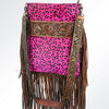 ADBGS192 Cowhide Large Crossbody Bag with Tooled Patch, Fringe & Floral Strap - Western Purse