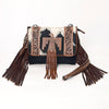 ADBG499BRW American Darling Hand Tooled Floral & Hair-On Cowhide Fringed Western Envelop Bag