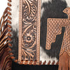 ADBG499BRW American Darling Hand Tooled Floral & Hair-On Cowhide Fringed Western Envelop Bag