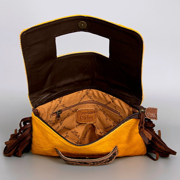 ADBG501 American Darling Small Cross body Bag - Hair-On Cowhide Hand Tooled Floral Leather