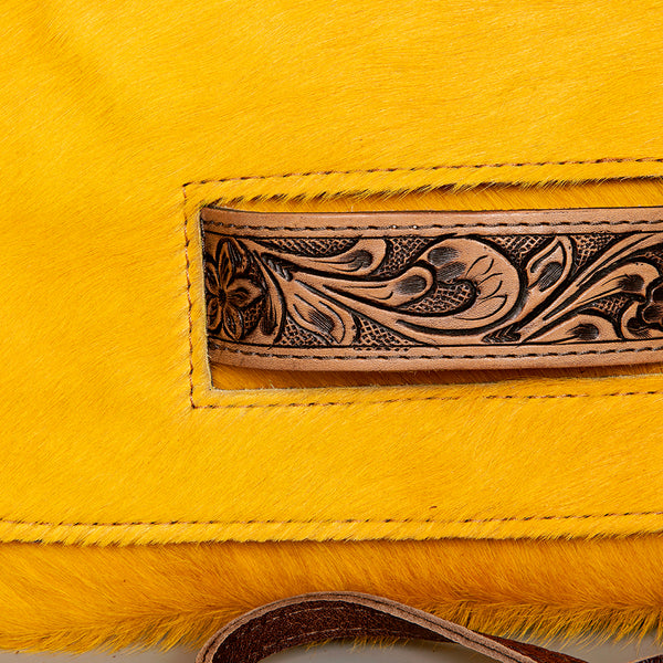 ADBG501 American Darling Small Cross body Bag - Hair-On Cowhide Hand Tooled Floral Leather