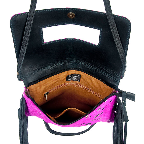 ADBG501 American Darling Small Cross body Bag - Hair-On Cowhide Hand Tooled Floral Leather