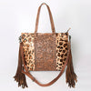 ADBG502 American Darling Tote Bag - Hair-On Cowhide & Hand Tooled Floral Leather with Rivets