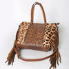 ADBG502 American Darling Tote Bag - Hair-On Cowhide & Hand Tooled Floral Leather with Rivets