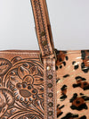 ADBG502 American Darling Tote Bag - Hair-On Cowhide & Hand Tooled Floral Leather with Rivets