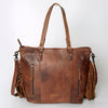 ADBG502 American Darling Tote Bag - Hair-On Cowhide & Hand Tooled Floral Leather with Rivets