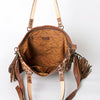 ADBG502 American Darling Tote Bag - Hair-On Cowhide & Hand Tooled Floral Leather with Rivets