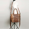 ADBG502 American Darling Tote Bag - Hair-On Cowhide & Hand Tooled Floral Leather with Rivets