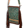 ADBG507 American Darling Large Cross body Bag - Hand Tooled Floral Leather & Western Fringe Crossbody