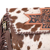 ADBGD106 American Darling Hair-On Cowhide Crossbody Bag with Tooled Leather Star Patch & Fringe