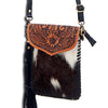 ADBGD115 American Darling Hand Tooled Floral & Hair-On Cowhide Cross body Bag with Tassels