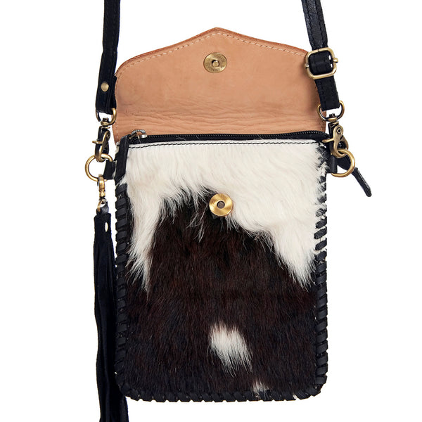ADBGD115 American Darling Hand Tooled Floral & Hair-On Cowhide Cross body Bag with Tassels