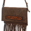 ADBGD116 American Darling Hand Tooled Leather Envelope Crossbody with Fringes