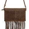 ADBGD116 American Darling Hand Tooled Leather Envelope Crossbody with Fringes