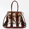 ADBGD117 American Darling Hair-On Cowhide Tote Bag with Fringes & Braided Handles