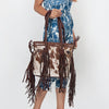 ADBGD117 American Darling Hair-On Cowhide Tote Bag with Fringes & Braided Handles