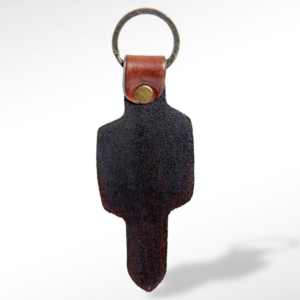 LC-ADKR145 Tooled Leather Cactus Keyring with Heart Accent Western Style