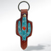 LC-ADKR145 Tooled Leather Cactus Keyring with Heart Accent Western Style
