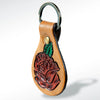 LC-ADKR157 Tooled Leather Keyring Red Flower Design
