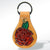 LC-ADKR157 Tooled Leather Keyring Red Flower Design