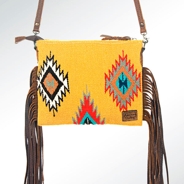 ADBG236 American Darling Cross body Bag with Woven Saddle Blanket & Fringes