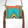 ADBG236 American Darling Handcrafted Cross body Bag with Hand-Woven Saddle Blanket & Fringes
