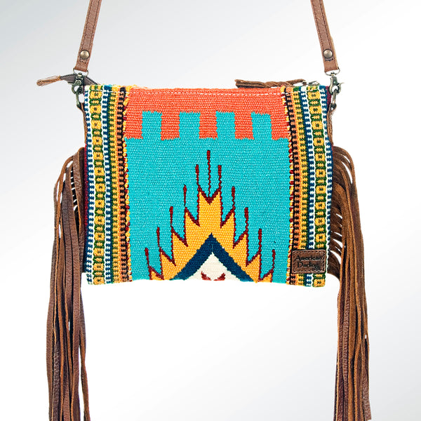 ADBG236 American Darling Handcrafted Cross body Bag with Hand-Woven Saddle Blanket & Fringes