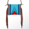 ADBG236 American Darling Handcrafted Western Cross body Bag with Saddle Blanket and Fringes