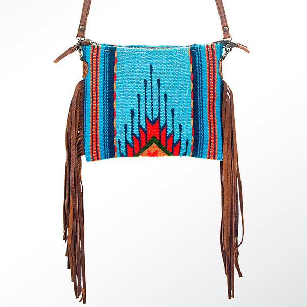 ADBG236 American Darling Handcrafted Western Cross body Bag with Saddle Blanket and Fringes