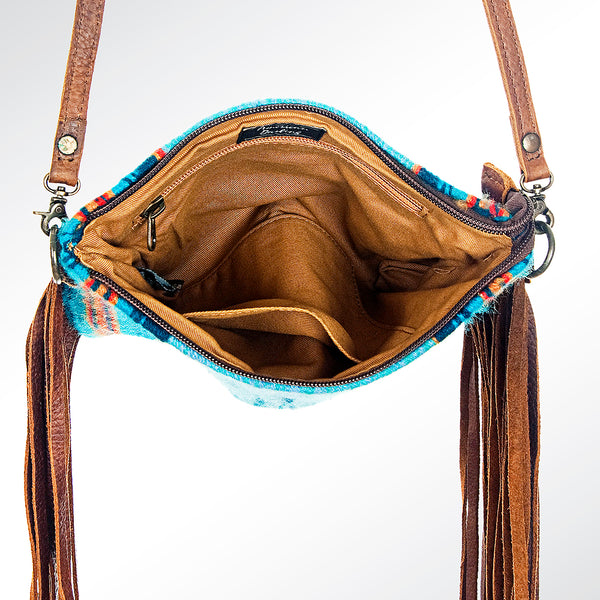 ADBG236 American Darling Handcrafted Western Cross body Bag with Saddle Blanket and Fringes