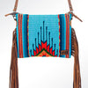 ADBG236 American Darling Handcrafted Western Cross body Bag with Saddle Blanket and Fringes