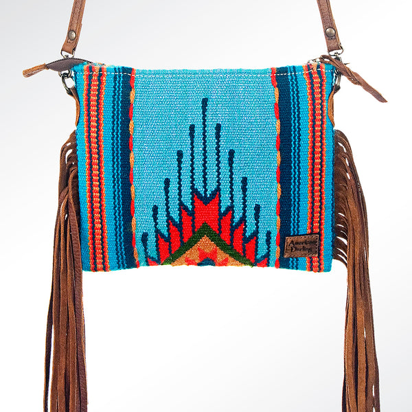 ADBG236 American Darling Handcrafted Western Cross body Bag with Saddle Blanket and Fringes