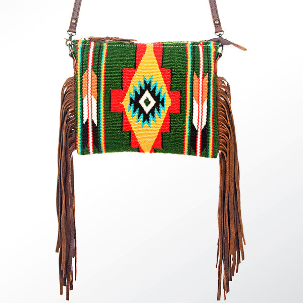 ADBG236 American Darling Handcrafted Western Cross body Bag with Saddle Blanket and Fringes