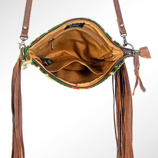 ADBG236 American Darling Handcrafted Western Cross body Bag with Saddle Blanket and Fringes
