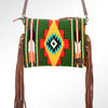 ADBG236 American Darling Handcrafted Western Cross body Bag with Saddle Blanket and Fringes