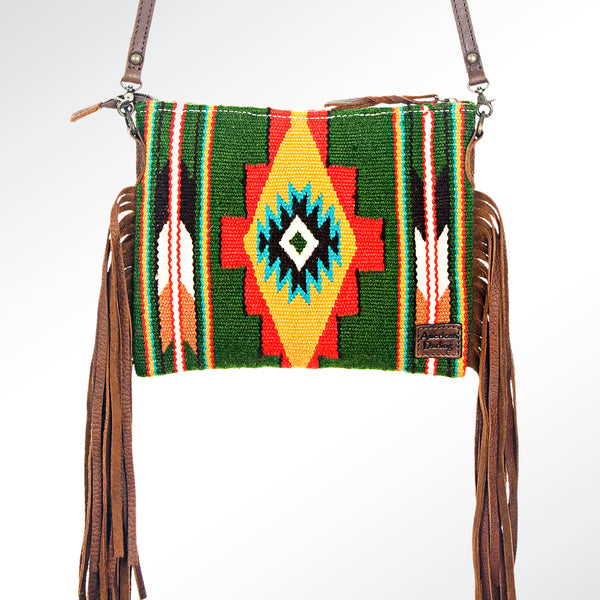 ADBG236 American Darling Handcrafted Western Cross body Bag with Saddle Blanket and Fringes