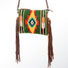 ADBG236 American Darling Handcrafted Western Cross body Bag with Saddle Blanket and Fringes