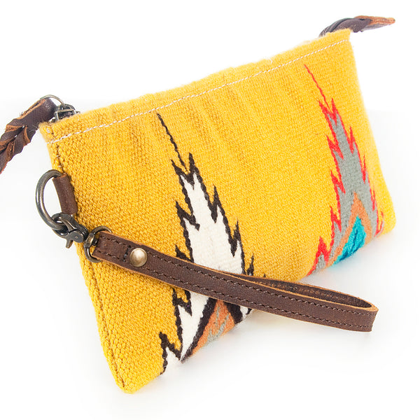 ADBG344 American Darling Western Leather Wristlet Bag with Hand Woven Saddle Blanket