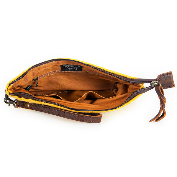 ADBG344 American Darling Western Leather Wristlet Bag with Hand Woven Saddle Blanket