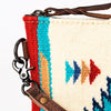 ADBG344 Southwestern Wool Wristlet Clutch with Tribal Pattern and Leather Strap