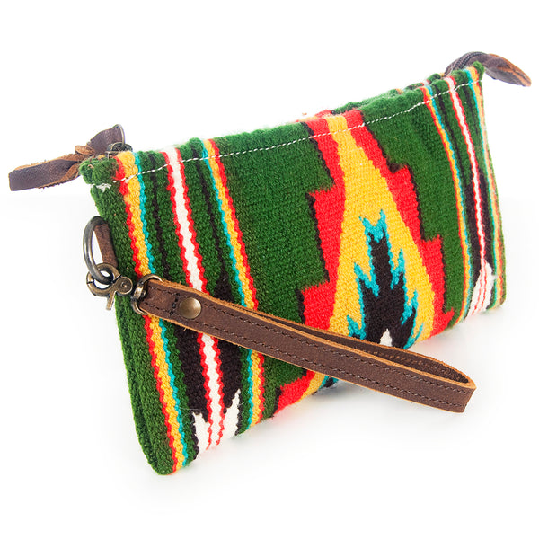 ADBG344 American Darling Western Leather Wristlet Bag with Hand Woven Saddle Blanket